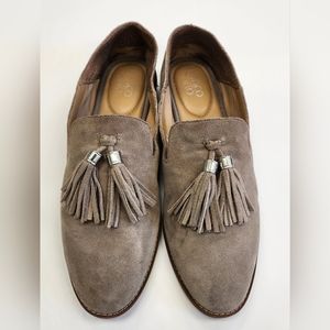 Franco Sarto Sand Suede Loafers With Tassels Women's Size 10m